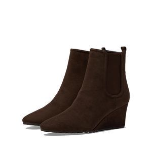 Anne Klein Women's Viki Wedge Heel Ankle Bootie, Dark Brown, 8 M
